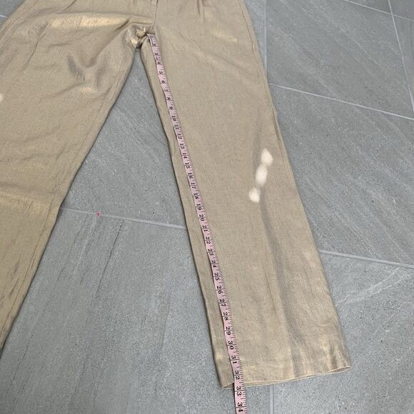 J Crew Gold Shimmer Linen Blend Wide Leg Pants US Women's 8T - Picture 6 of 6
